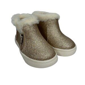 Kelly & Katie Lil Karina Toddler 5T Gold Glitter Ankle Boot Faux Fur Side Zipper